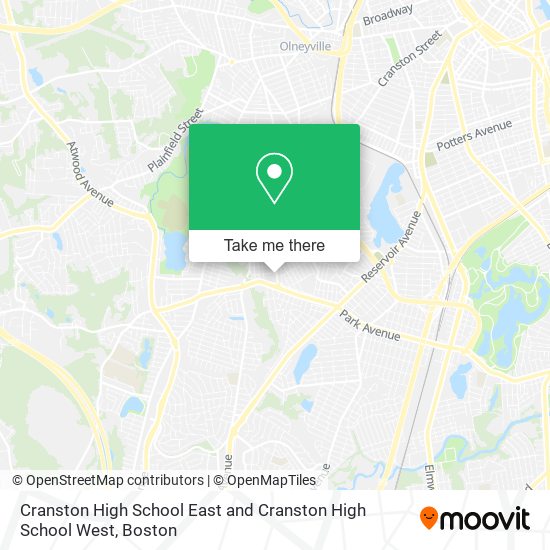 Cranston High School East and Cranston High School West map