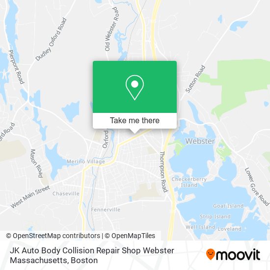 JK Auto Body Collision Repair Shop Webster Massachusetts map