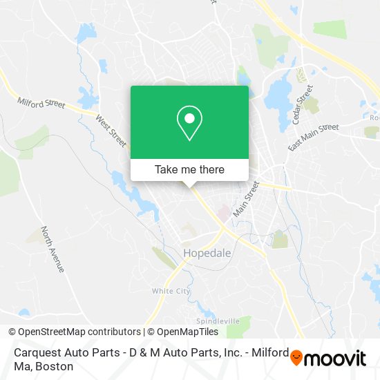Mapa de Carquest Auto Parts - D & M Auto Parts, Inc. - Milford Ma