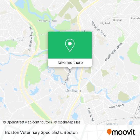 Mapa de Boston Veterinary Specialists