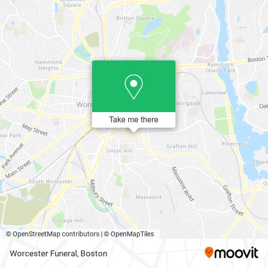 Worcester Funeral map