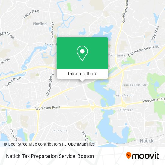 Mapa de Natick Tax Preparation Service