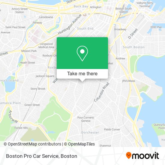 Mapa de Boston Pro Car Service