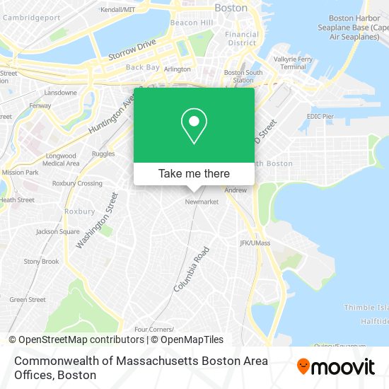 Commonwealth of Massachusetts Boston Area Offices map