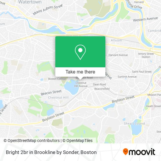 Bright 2br in Brookline by Sonder map