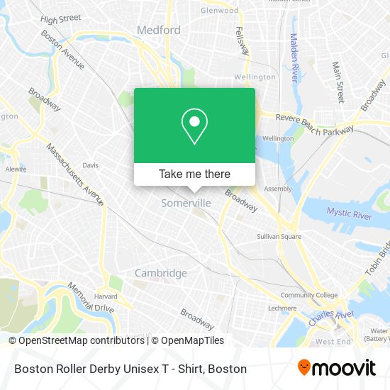 Boston Roller Derby Unisex T - Shirt map