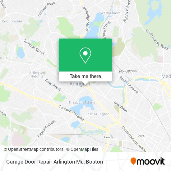 Mapa de Garage Door Repair Arlington Ma