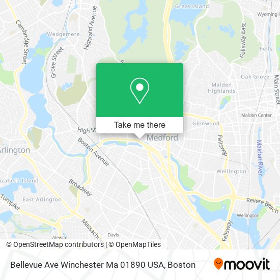 Mapa de Bellevue Ave Winchester Ma 01890 USA