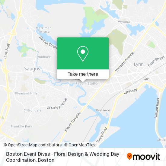 Mapa de Boston Event Divas - Floral Design & Wedding Day Coordination