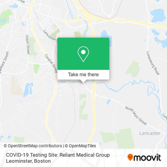 Mapa de COVID-19 Testing Site: Reliant Medical Group Leominster