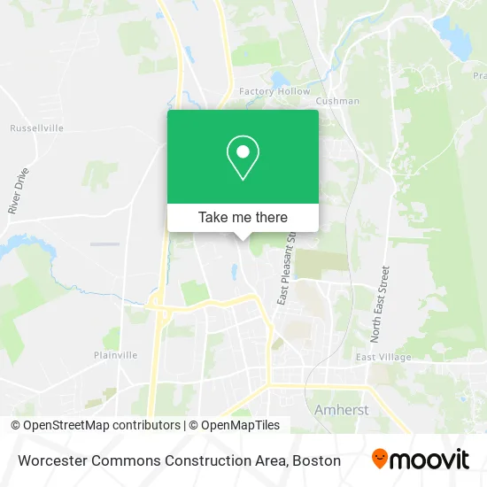 Mapa de Worcester Commons Construction Area