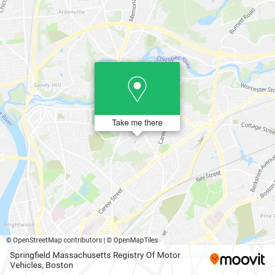 Mapa de Springfield Massachusetts Registry Of Motor Vehicles