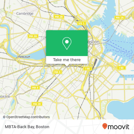 Mapa de MBTA-Back Bay