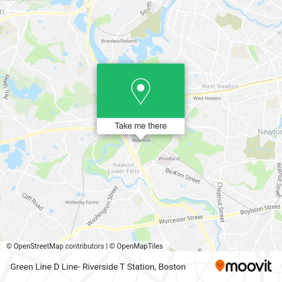 Mapa de Green Line D Line- Riverside T Station