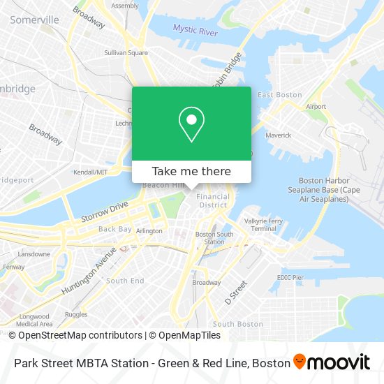 Mapa de Park Street MBTA Station - Green & Red Line