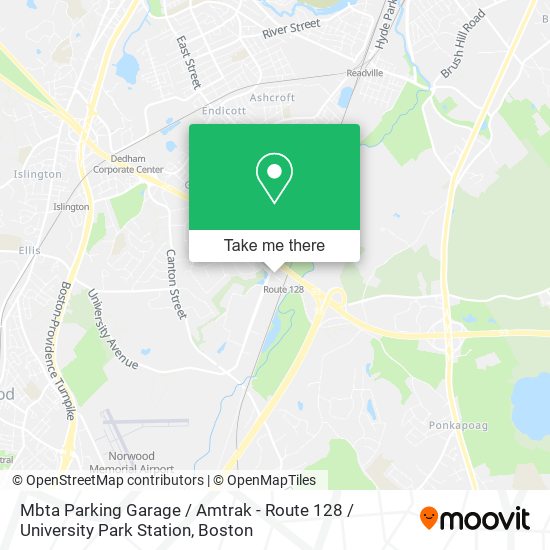 Mbta Parking Garage / Amtrak - Route 128 / University Park Station map
