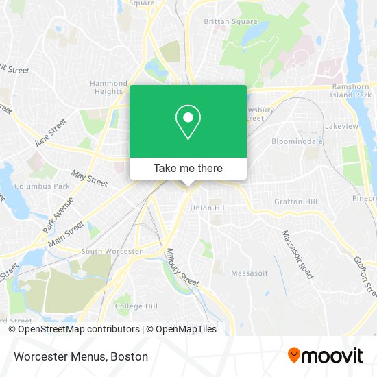 Worcester Menus map