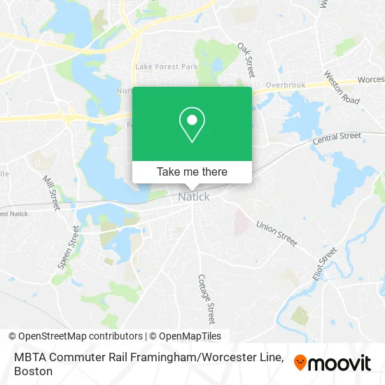 Mapa de MBTA Commuter Rail Framingham / Worcester Line