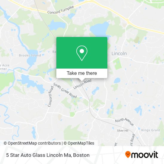 5 Star Auto Glass Lincoln Ma map