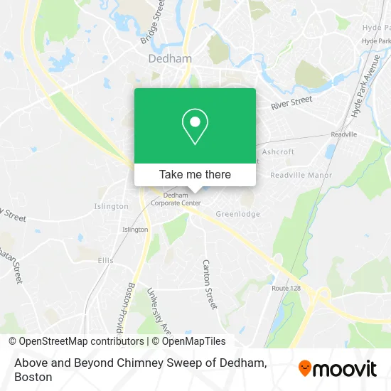 Above and Beyond Chimney Sweep of Dedham map