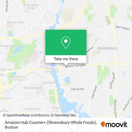 Mapa de Amazon Hub Counter+ (Shrewsbury-Whole Foods)