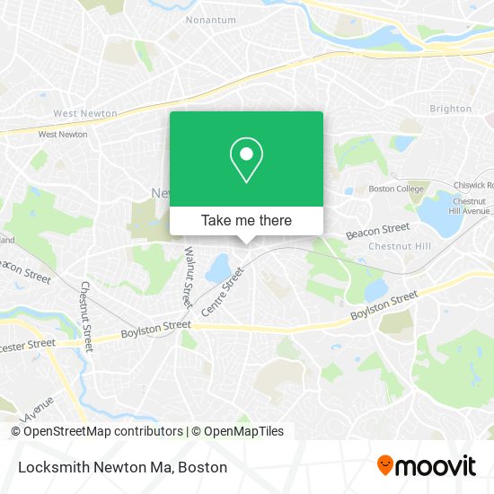 Mapa de Locksmith Newton Ma