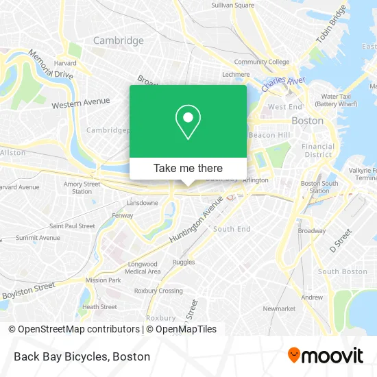 Back Bay Bicycles map