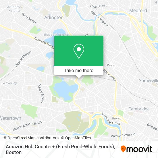 Mapa de Amazon Hub Counter+ (Fresh Pond-Whole Foods)
