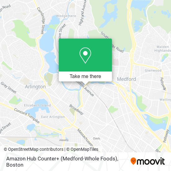 Amazon Hub Counter+ (Medford-Whole Foods) map
