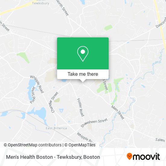 Men's Health Boston - Tewksbury map