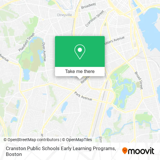 Cranston Public Schools Early Learning Programs map