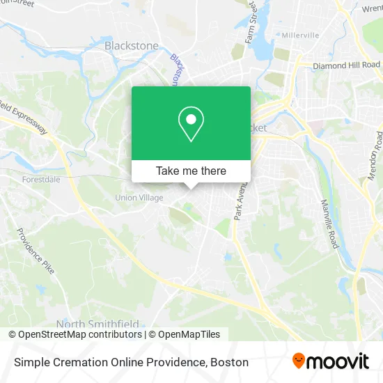 Simple Cremation Online Providence map