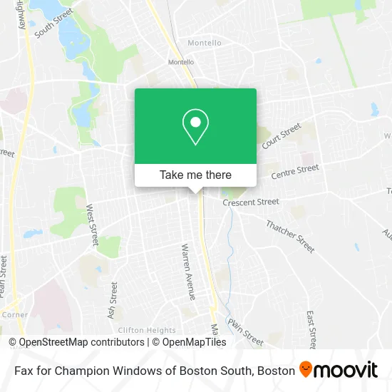 Fax for Champion Windows of Boston South map