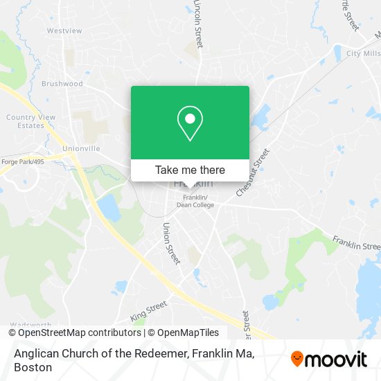 Anglican Church of the Redeemer, Franklin Ma map