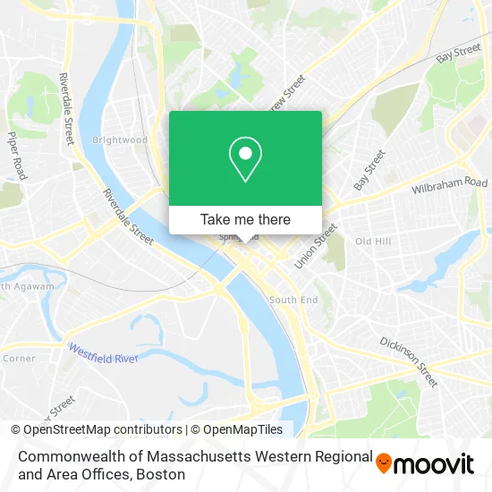 Commonwealth of Massachusetts Western Regional and Area Offices map