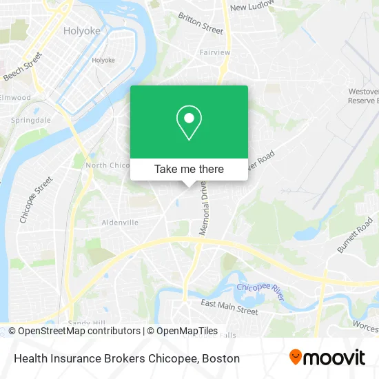 Health Insurance Brokers Chicopee map