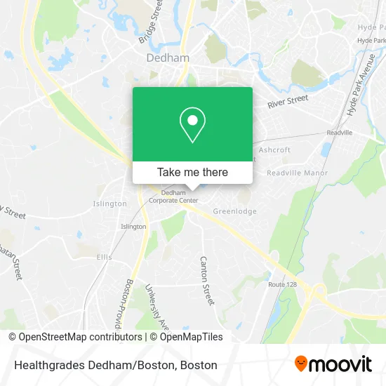 Healthgrades Dedham/Boston map