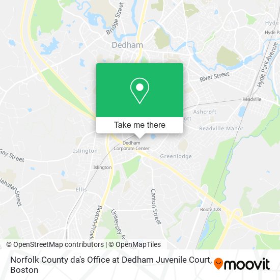 Norfolk County da's Office at Dedham Juvenile Court map