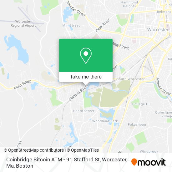 Mapa de Coinbridge Bitcoin ATM - 91 Stafford St, Worcester, Ma