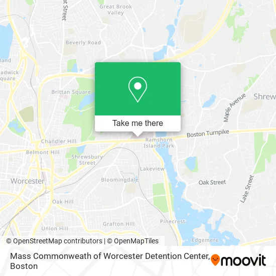 Mass Commonweath of Worcester Detention Center map