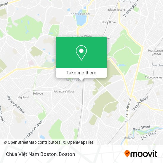 Chùa Việt Nam Boston map