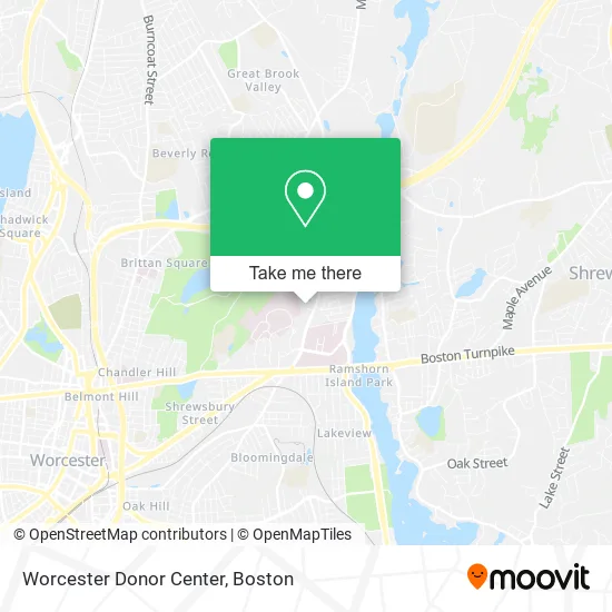 Worcester Donor Center map
