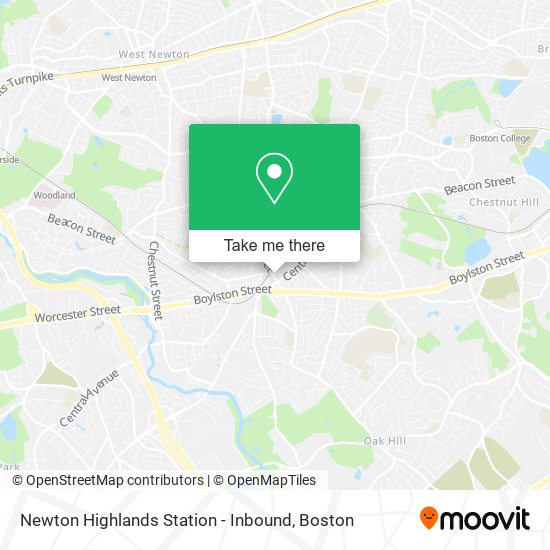 Newton Highlands Station - Inbound map