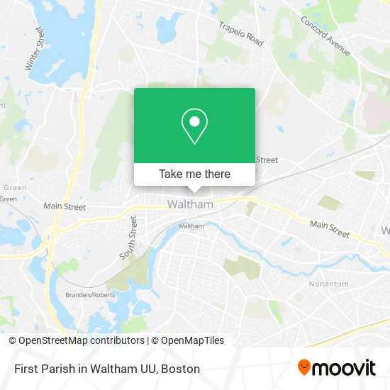 First Parish in Waltham UU map