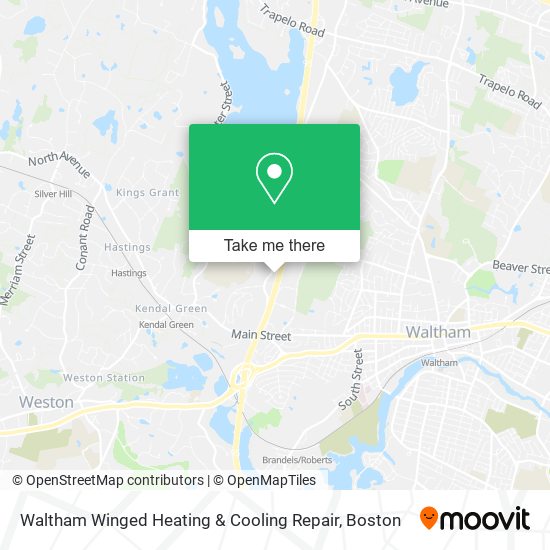 Mapa de Waltham Winged Heating & Cooling Repair
