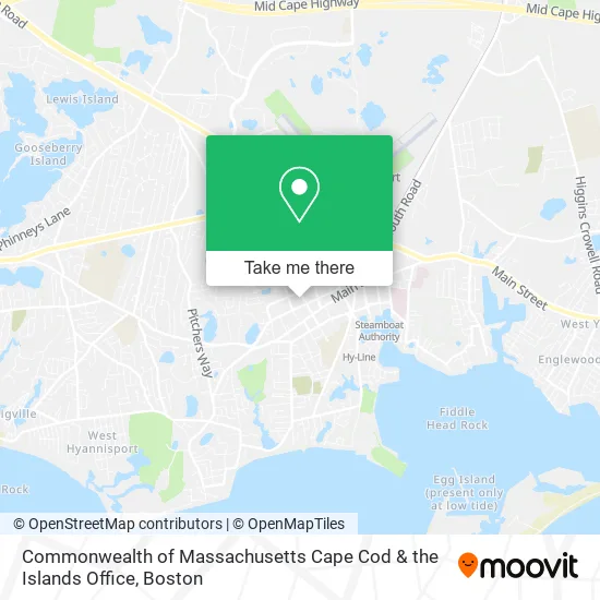 Mapa de Commonwealth of Massachusetts Cape Cod & the Islands Office
