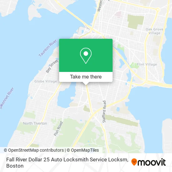 Mapa de Fall River Dollar 25 Auto Locksmith Service Locksm