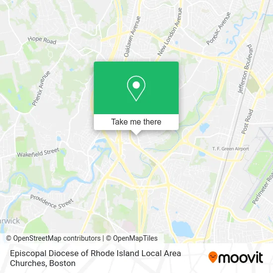 Episcopal Diocese of Rhode Island Local Area Churches map