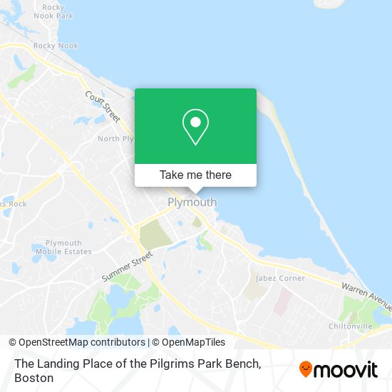 The Landing Place of the Pilgrims Park Bench map