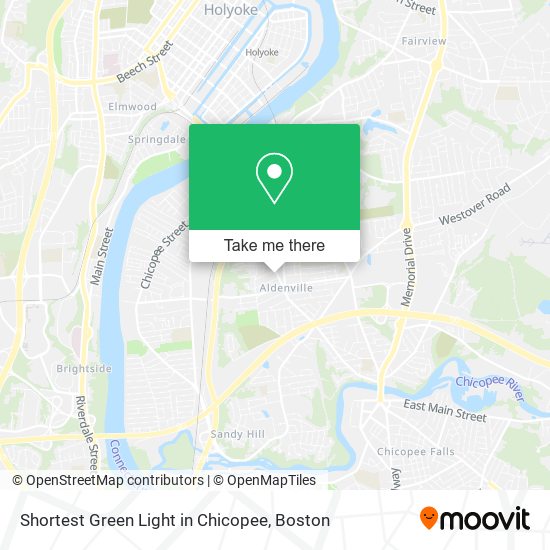 Shortest Green Light in Chicopee map